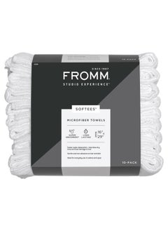 Fromm Softees Microfiber Salon Hair Towels for Hairstylists, Barbers, Spa, Gym in White, 16" by 29", 10 count Perfect Hair Care Towel for Drying Curly, Long, Wavy Hair  - Image 1