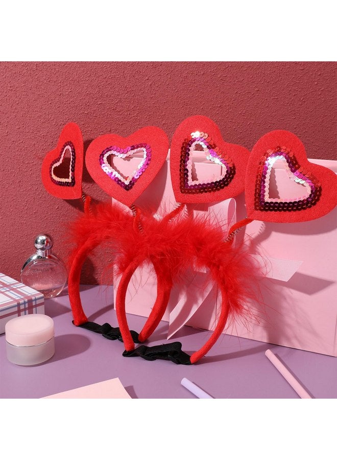 Amosfun 2pcs Pet Headbands Sequins Heart Head Boppers Valentines Day Outfit Hair Accessories Holiday New Year Costume for Dogs Cats Pets - Image 4