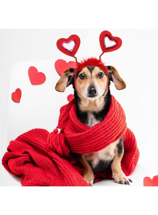 Amosfun 2pcs Pet Headbands Sequins Heart Head Boppers Valentines Day Outfit Hair Accessories Holiday New Year Costume for Dogs Cats Pets - Image 5