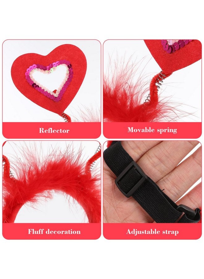 Amosfun 2pcs Pet Headbands Sequins Heart Head Boppers Valentines Day Outfit Hair Accessories Holiday New Year Costume for Dogs Cats Pets - Image 2