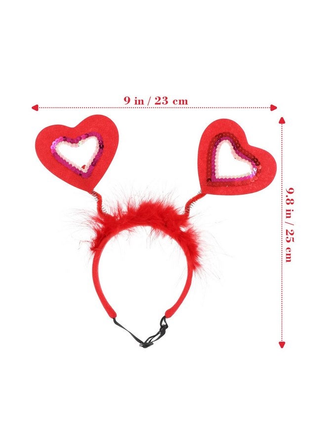 Amosfun 2pcs Pet Headbands Sequins Heart Head Boppers Valentines Day Outfit Hair Accessories Holiday New Year Costume for Dogs Cats Pets - Image 3