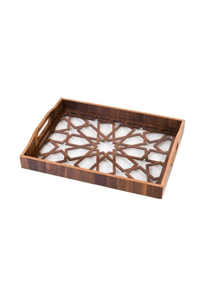 Wood Serving Tray With Transparent Acrylic Floor