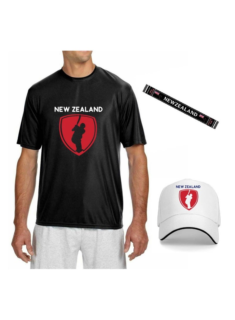 New Zealand Unisex Sports Jersey Dry-Fit T-shirt for Adults, Drawstring Bag, Cap, and Scarf - Perfect for New Zealand Fans  - Image 1