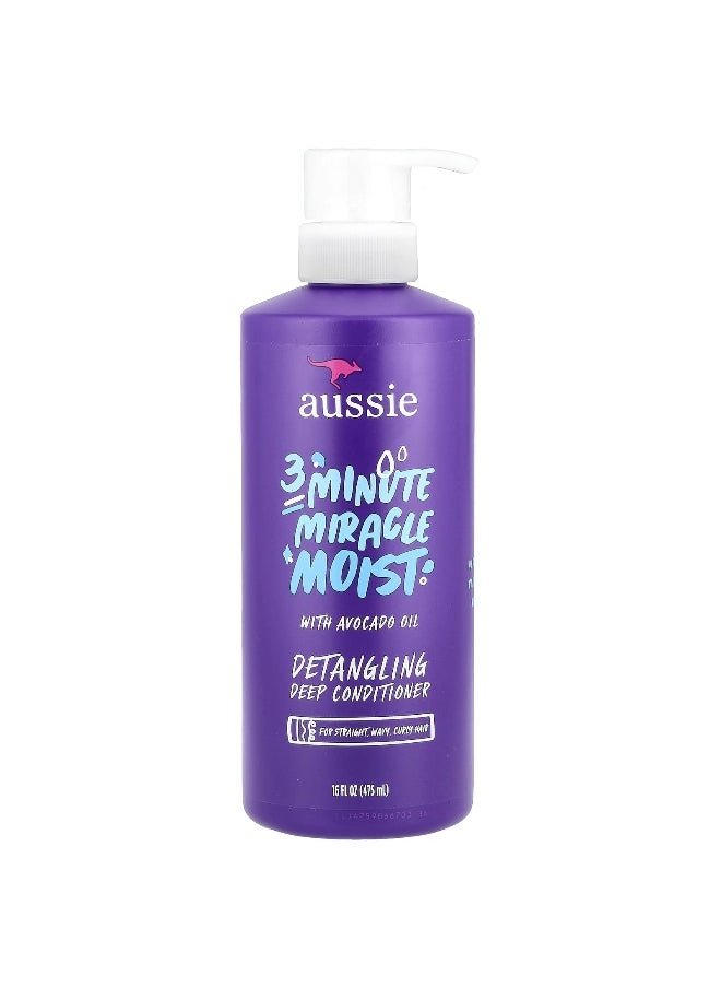 Aussie - Aussie, 3 Minute Miracle Moist, Detangling Deep Conditioner with Avocado Oil, 16 fl oz (475 ml) - Image 1