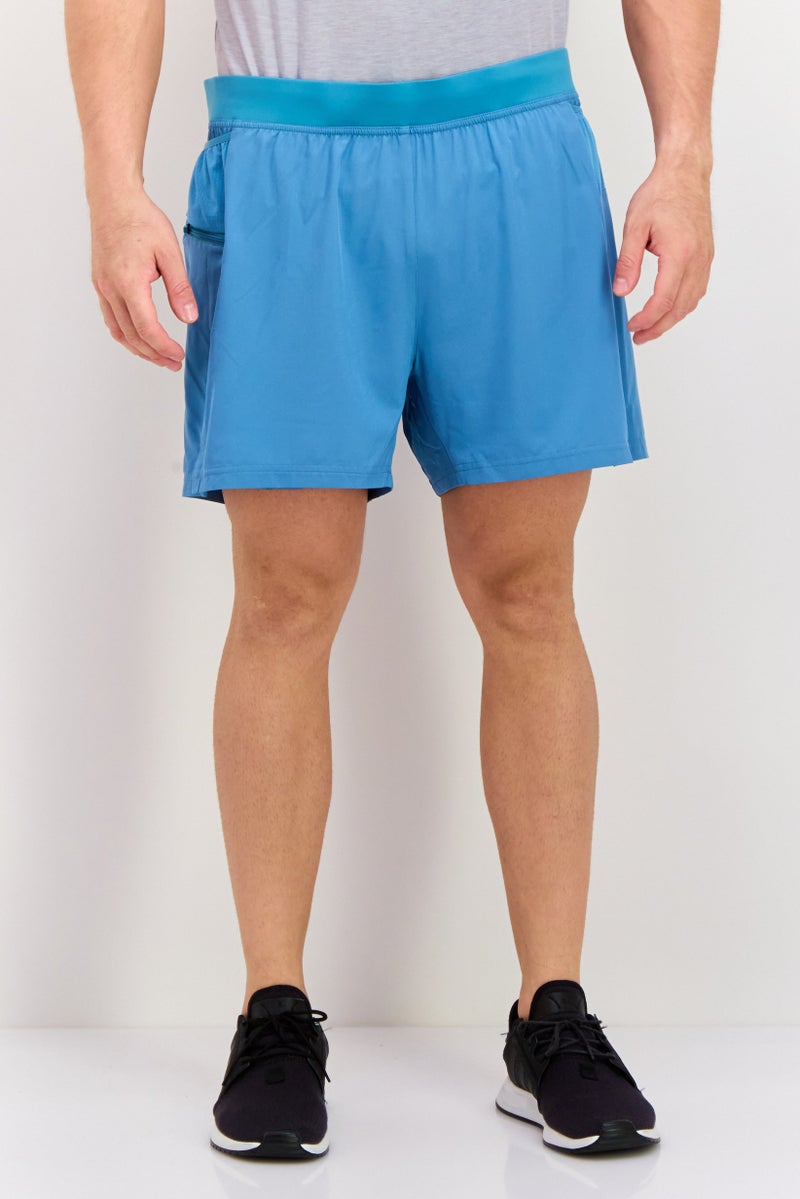 Brooks Men Sportswear Fit 5 Inseam Two In One Running Shorts, Teal Blue - Image 1