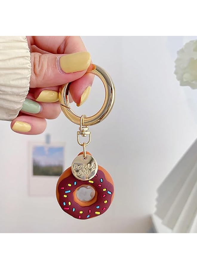 O Ozone O Ozone 2 Pack Silicone AirTag Case with Keychain |Cute Donut Design Protective Holder with Anti-Lost Clip, Anti-Drop Scratch-Resistant AirTag Accessories for Kids, Pets, Backpacks, Luggage- Brown & Beige - Image 3