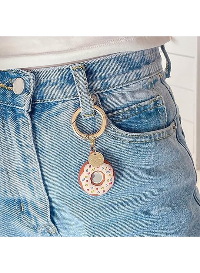 O Ozone O Ozone 2 Pack Silicone AirTag Case with Keychain |Cute Donut Design Protective Holder with Anti-Lost Clip, Anti-Drop Scratch-Resistant AirTag Accessories for Kids, Pets, Backpacks, Luggage- Brown & Beige - Image 5