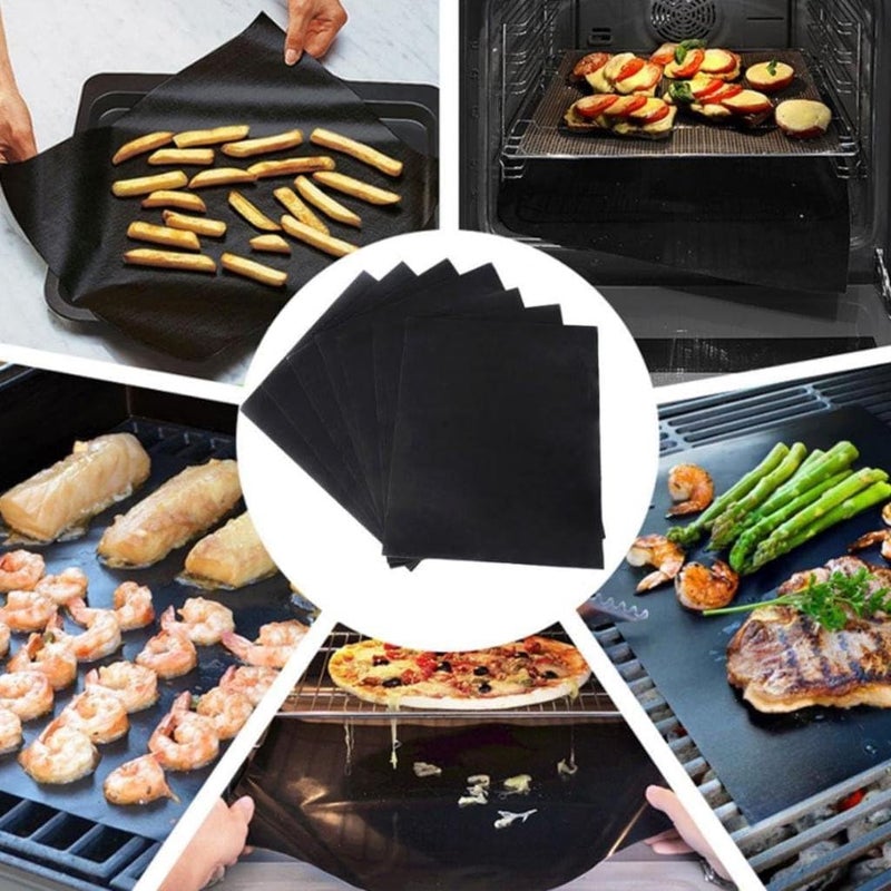Starthi BBQ Grill Mat, 5 bbq Grill Mats Non Stick Reusable and Baking Mesh FDA-Certificated for Indoor Outdoor BBQ Works on Gas Charcoal Electric Grill Sheets 40x33CM (Black) - Image 5
