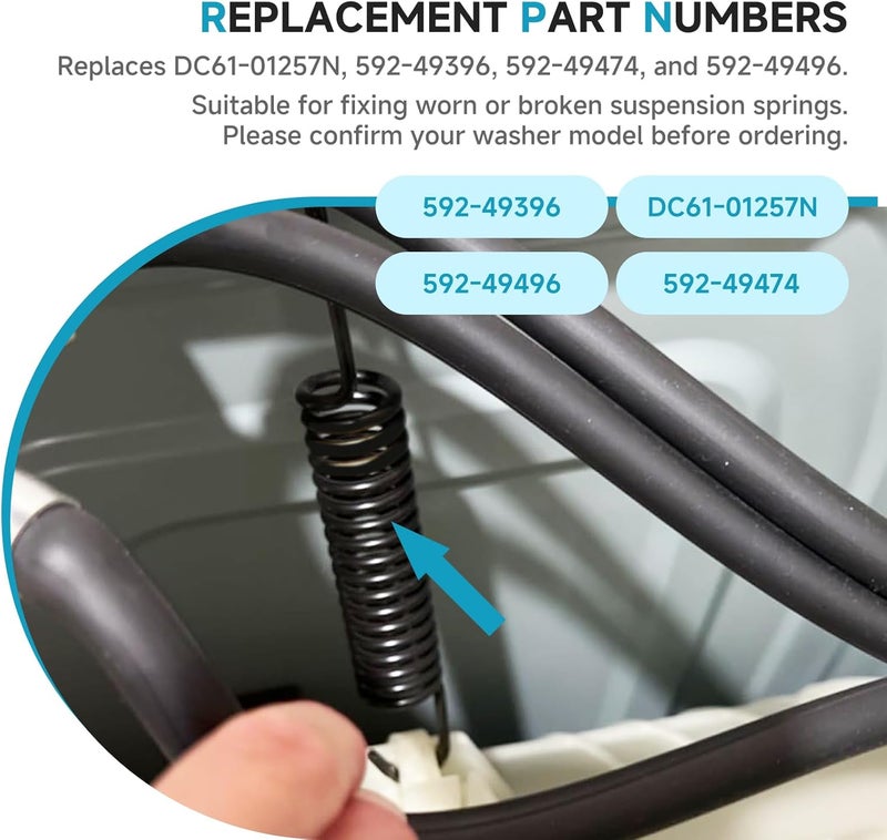 نابض تعليق الغسالة DC61-01257N متوافق مع غسالات سامسونج، يحل محل الأرقام 592-49396، 592-49474، 592-49496 - Image 3