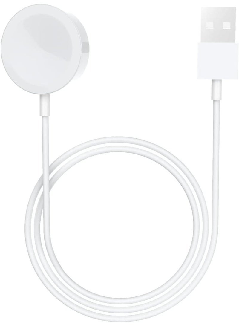كابل شحن مغناطيسي للساعات الذكية، سلك شحن USB سريع، كابل خفيف الوزن وسهل الحمل، حماية آمنة من التيار الزائد والجهد الزائد، شحن مناسب للسفر للساعات الذكية - أبيض - Image 2