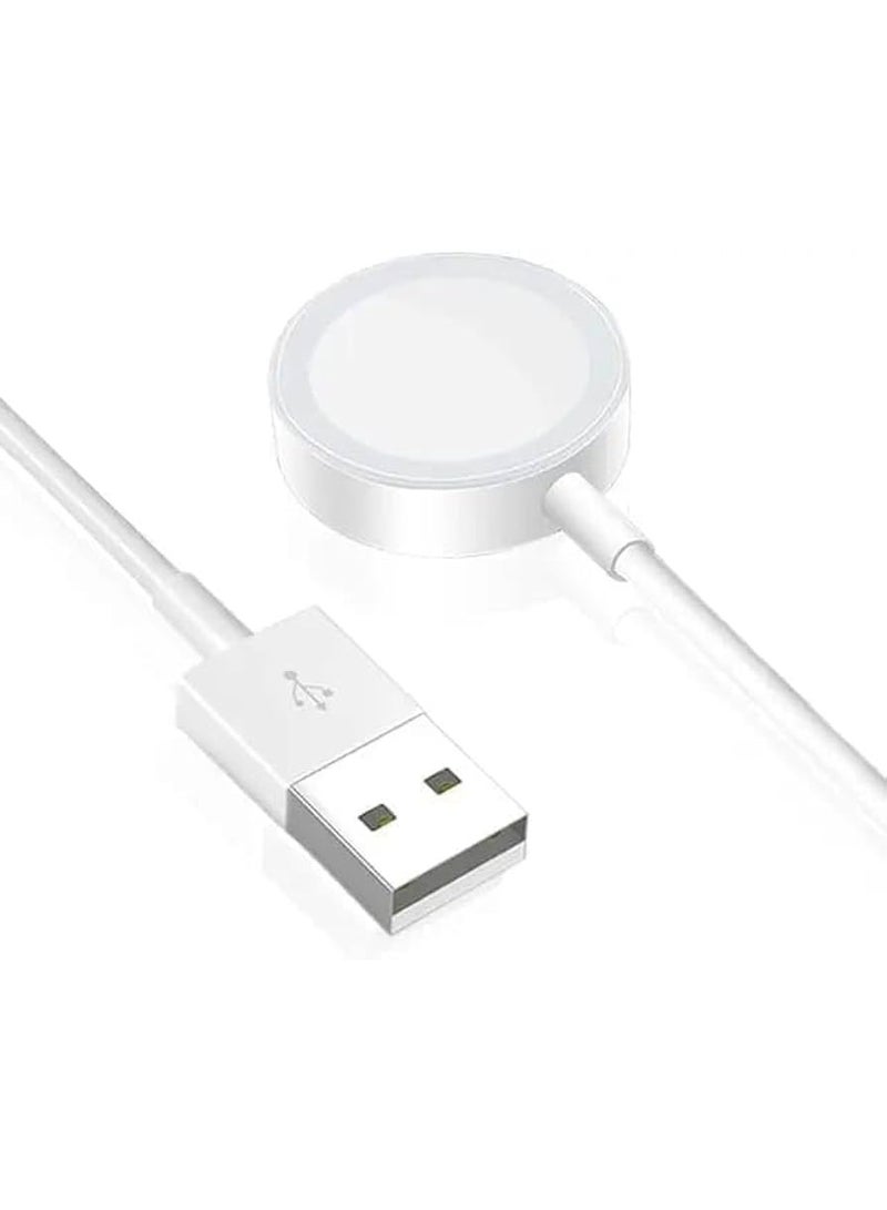 كابل شحن مغناطيسي للساعات الذكية، سلك شحن USB سريع، كابل خفيف الوزن وسهل الحمل، حماية آمنة من التيار الزائد والجهد الزائد، شحن مناسب للسفر للساعات الذكية - أبيض - Image 3