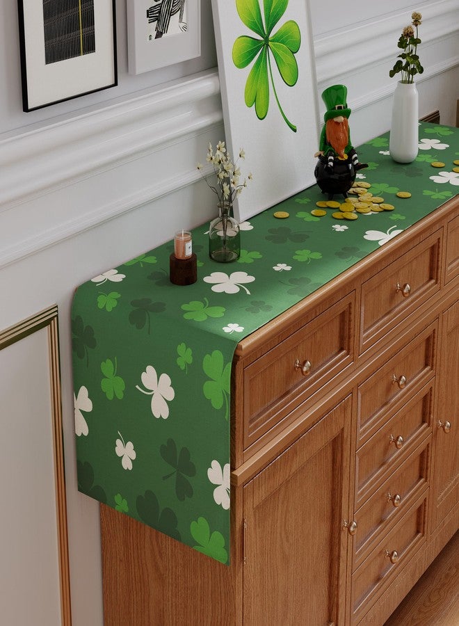 Siilues St Patricks Day Table Runner, Green Shamrock Clover Lucky 220GSM St Patricks Table Runner Seasonal Spring Holiday Table Decorations Home Party Kitchen Dining Table Decor 13x120 Inch - Image 3
