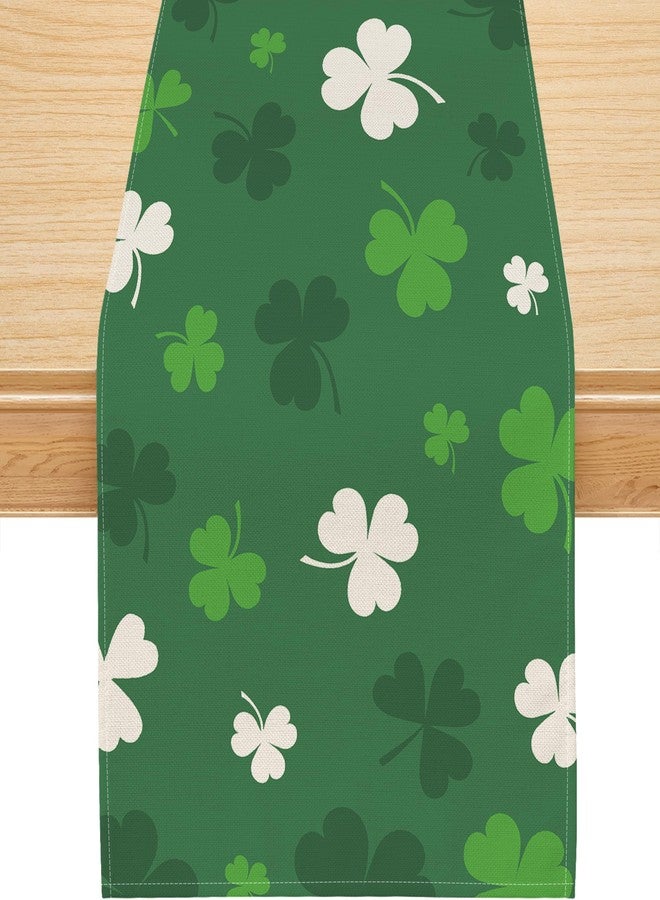 Siilues St Patricks Day Table Runner, Green Shamrock Clover Lucky 220GSM St Patricks Table Runner Seasonal Spring Holiday Table Decorations Home Party Kitchen Dining Table Decor 13x120 Inch - Image 1
