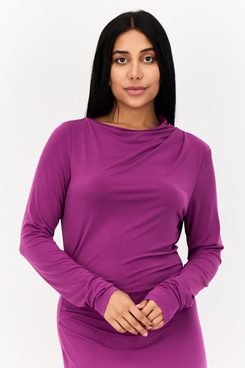 Donna Morgan Women Plain Maxi Dress, Purple  - Image 2
