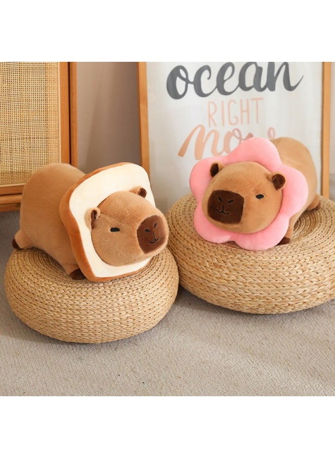 Generic - Bee Toast Transformed To Lie On Kapibala Capybara Plush Doll Product Internet Celebrous Same Toast Capybara Door-Color:Transformation Yellow Flower-Height:35cm/0.45kg - Image 1