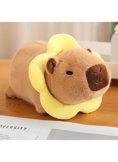 Bee Toast Transformed To Lie On Kapibala Capybara Plush Doll Product Internet Celebrous Same Toast Capybara Door-Color:Transformation Yellow Flower-Height:35cm/0.45kg