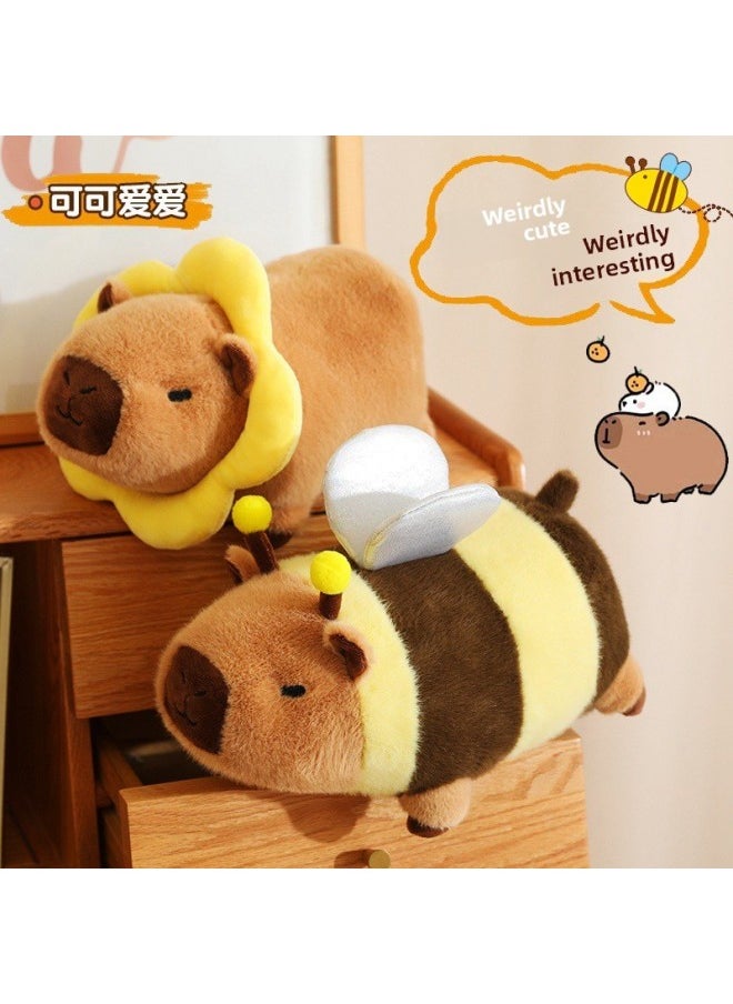 Generic - Bee Toast Transformed To Lie On Kapibala Capybara Plush Doll Product Internet Celebrous Same Toast Capybara Door-Color:Transformation Yellow Flower-Height:35cm/0.45kg - Image 1