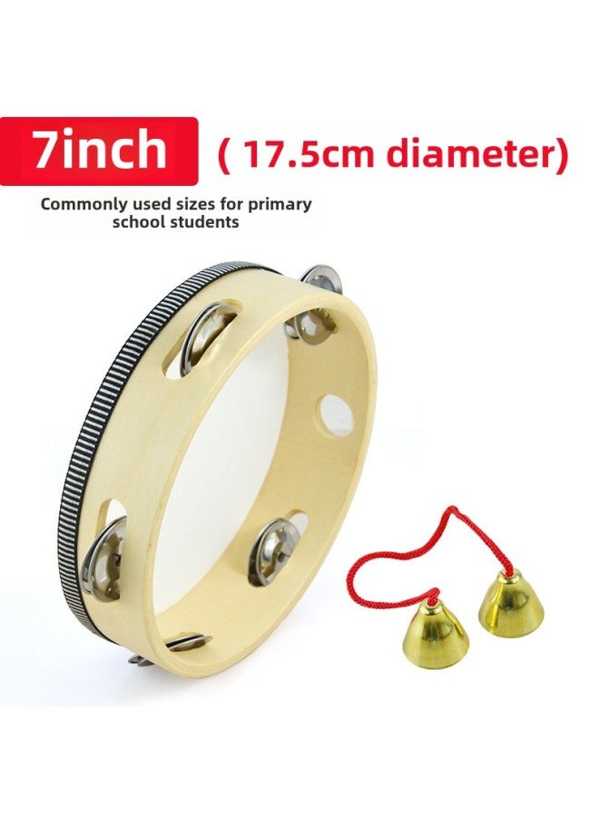 Tambourine Kindergarten Dance Props Children's Tambourine Musical Instrument Orff Vitamin Grade Examination Xinjiang Bell Lingbao-Color:[red Butterfly Flower] 7inch Diameter 17.5cm - Image 3