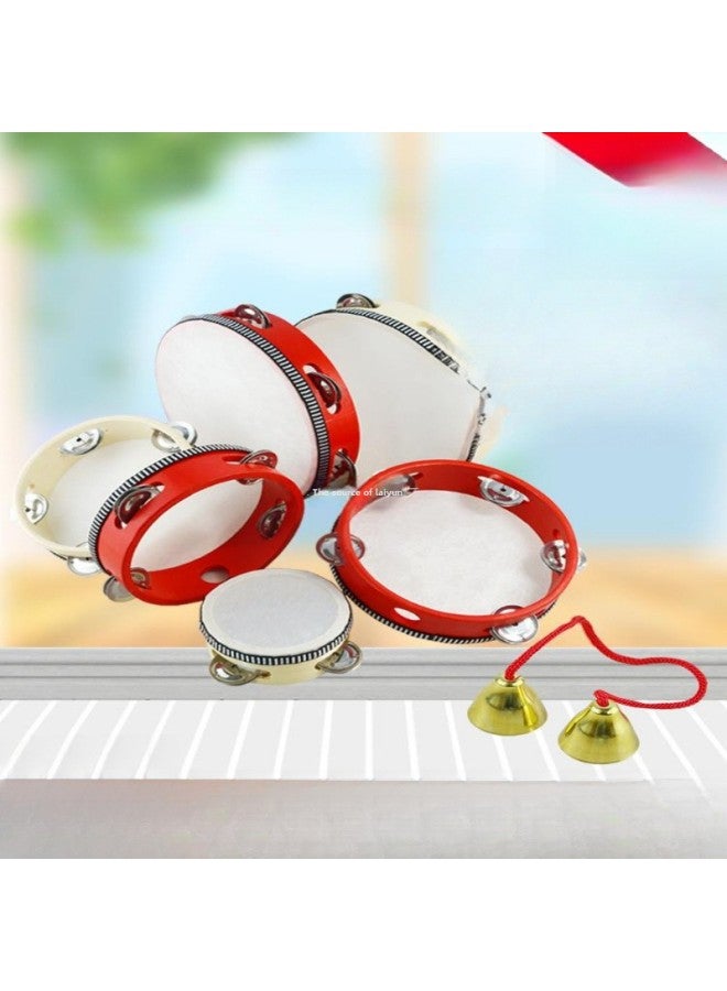 Tambourine Kindergarten Dance Props Children's Tambourine Musical Instrument Orff Vitamin Grade Examination Xinjiang Bell Lingbao-Color:[red Butterfly Flower] 7inch Diameter 17.5cm - Image 2