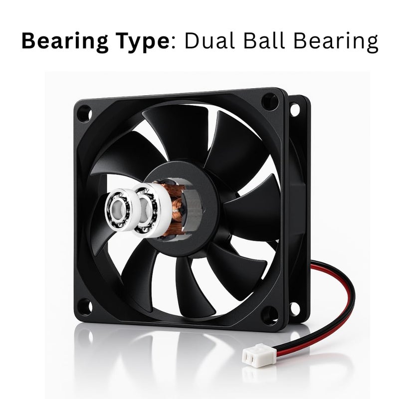 PGSA2Z 80mm x 80mm x 25mm DC Brushless Cooling Fan 12V 0.80A Dual Ball Bearing – 4500RPM Silent High-Speed Cooling Fan for CPU, Router, Projector, Electronics - Image 4