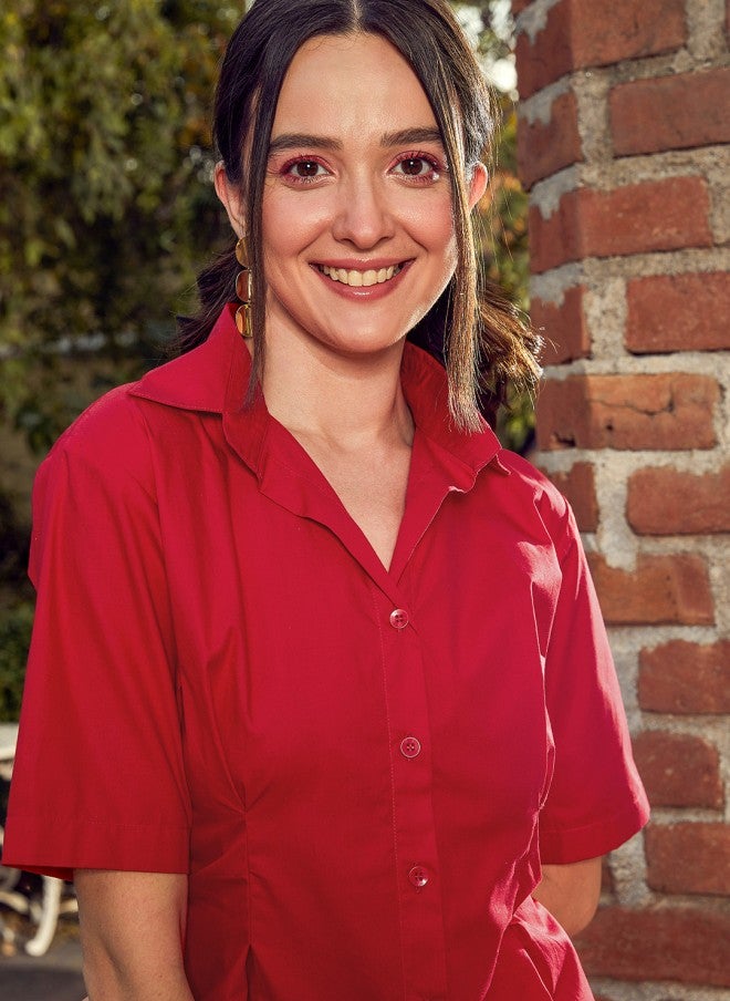 ساسافراس فستان قصير قطني أحمر للنساء - Image 2