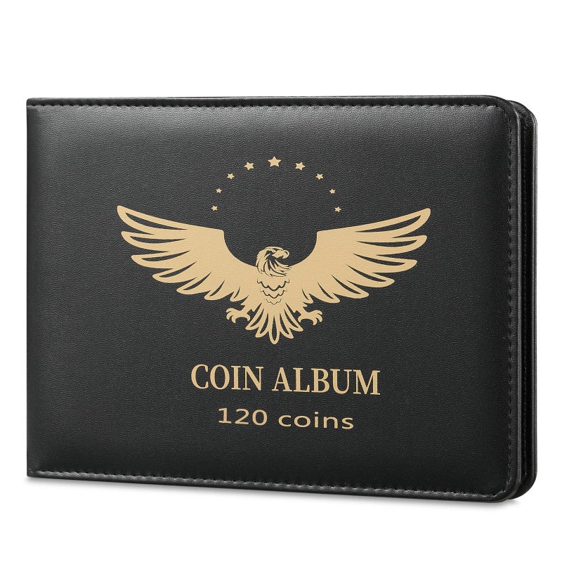 MUDOR Coin Collection Holder Book for Collectors, PVC FREE, 120 Pockets Collecting Storage Album Organizer Supplies for Half Dollar, Silver Dollar (120 Pockets) - Image 1