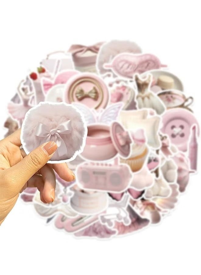 50Pcs Girls Gentle Ballet Pink Sticker, Pink Aesthetic Graffiti Sticker for Kids Teens, Cute Pink Laptops Decals for Water Bottles Journal Bag Phone - Image 1