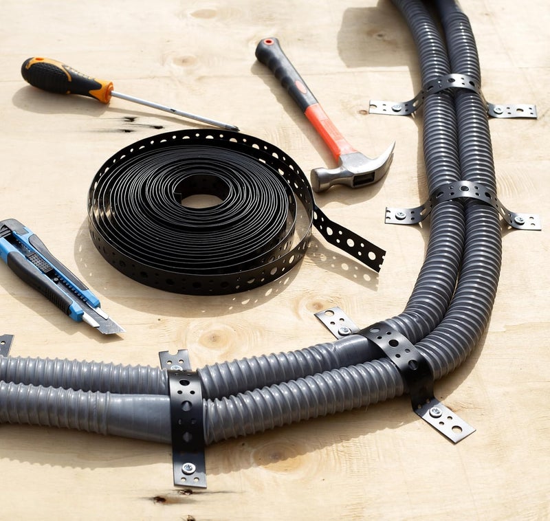 Fyrique Black 1 Inch x 33FT Metal Strapping with Holes 0.03" Thick Galvanized Metal Pipe Hanger Strap for Plumbing, HVAC and Duct Support - Image 5