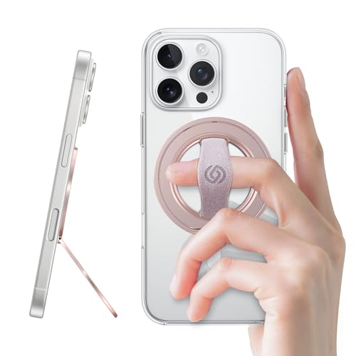 EWA MagOne 3rd Gen [Compatible with MagSafe] Phone Grip Stand with Finger Strap, Removable Magnetic Ring Holder Kickstand Loop for iPhone 16,15, 14, 13, 12 Series-(Pink) - Image 1