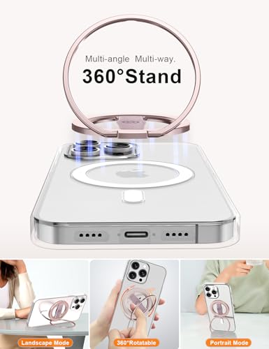 EWA MagOne 3rd Gen [Compatible with MagSafe] Phone Grip Stand with Finger Strap, Removable Magnetic Ring Holder Kickstand Loop for iPhone 16,15, 14, 13, 12 Series-(Pink) - Image 2