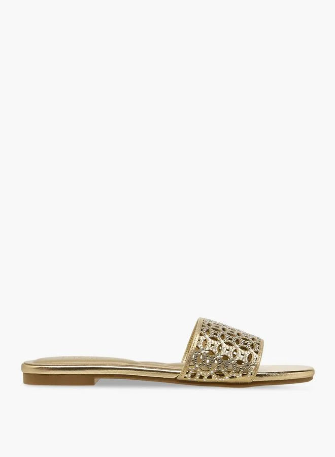 Celeste GOLD Women Embellished Slip-On Sandals for Women | Best Price UAE