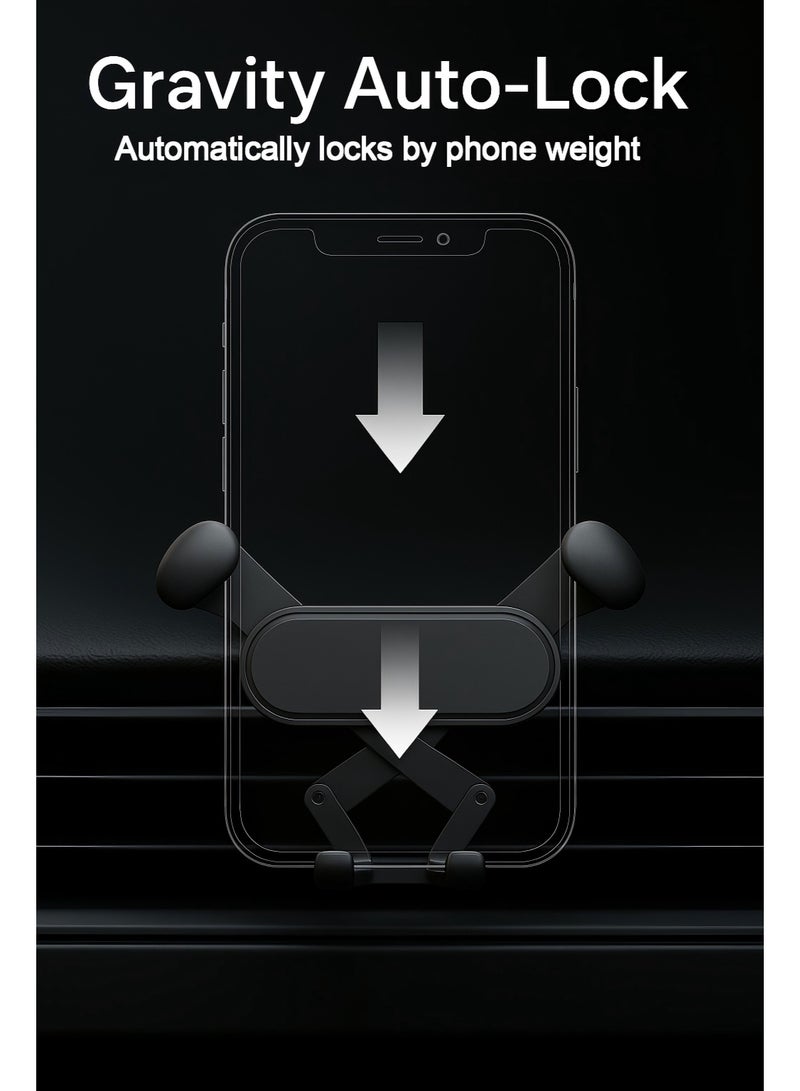 IKBEN Gravity Auto-Lock Car Phone Holder for Air Vent – Stable Anti-Shake Design, One-Hand Operation, Secure Hook Clip, Universal Fit for iPhone/Samsung/Xiaomi, Portrait Mode - Image 5