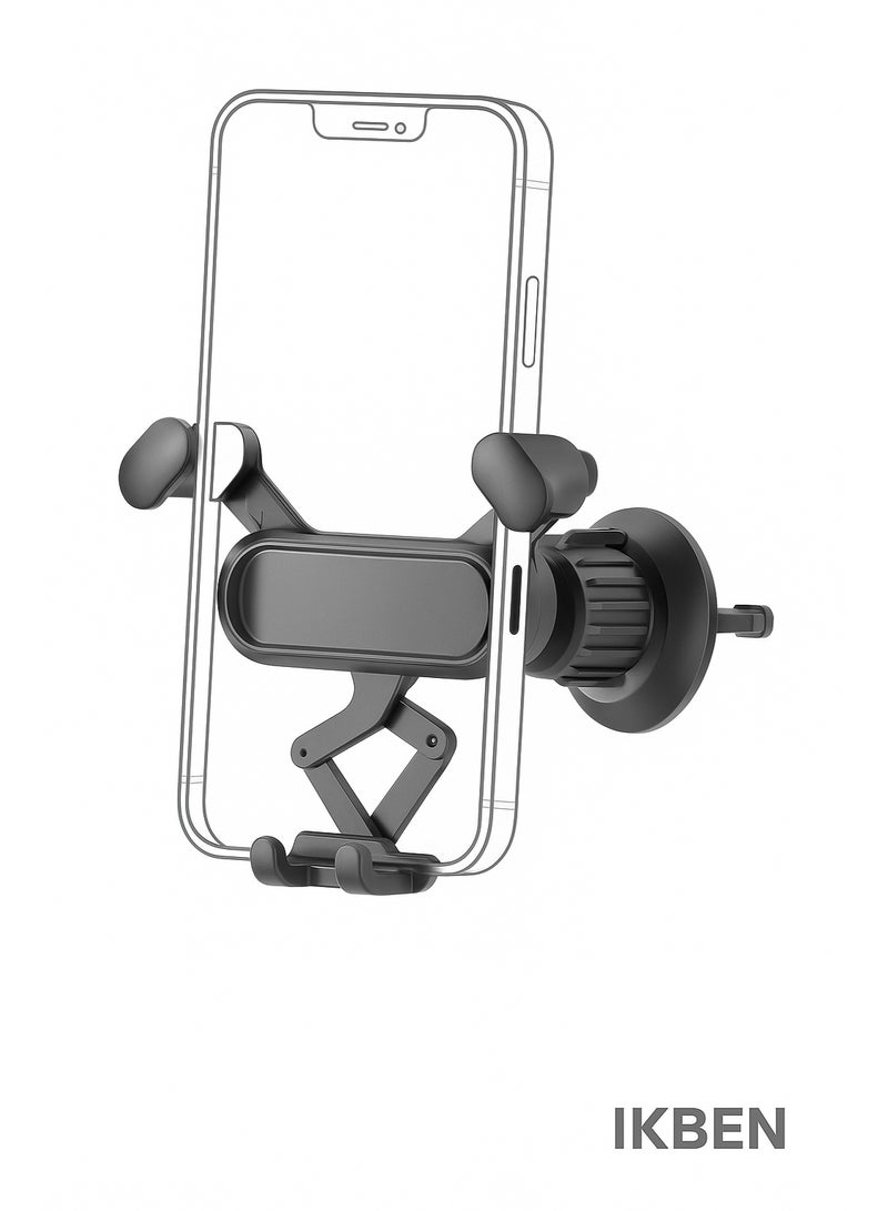 IKBEN Gravity Auto-Lock Car Phone Holder for Air Vent – Stable Anti-Shake Design, One-Hand Operation, Secure Hook Clip, Universal Fit for iPhone/Samsung/Xiaomi, Portrait Mode - Image 1