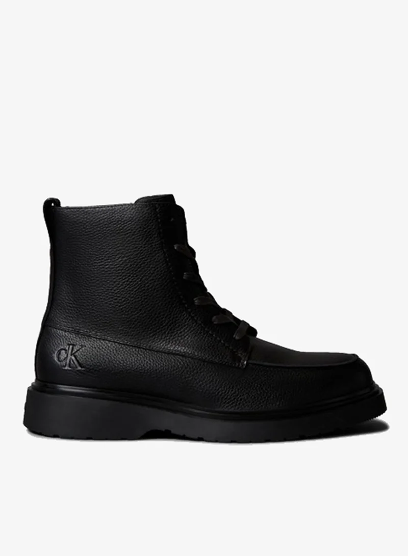 Leather Zip Lace-Up Boots