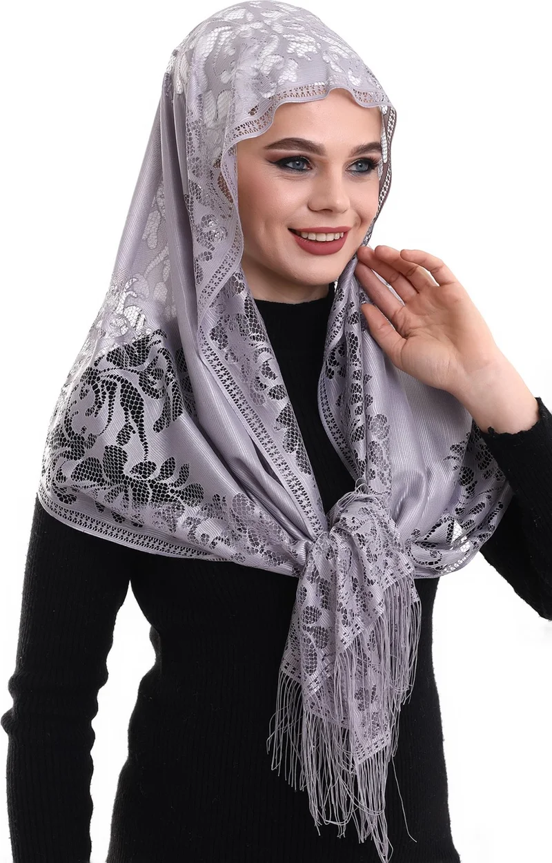 ايهفان اونلاين Delicate Cotton Tulle Shawl Lilac-2 60X160