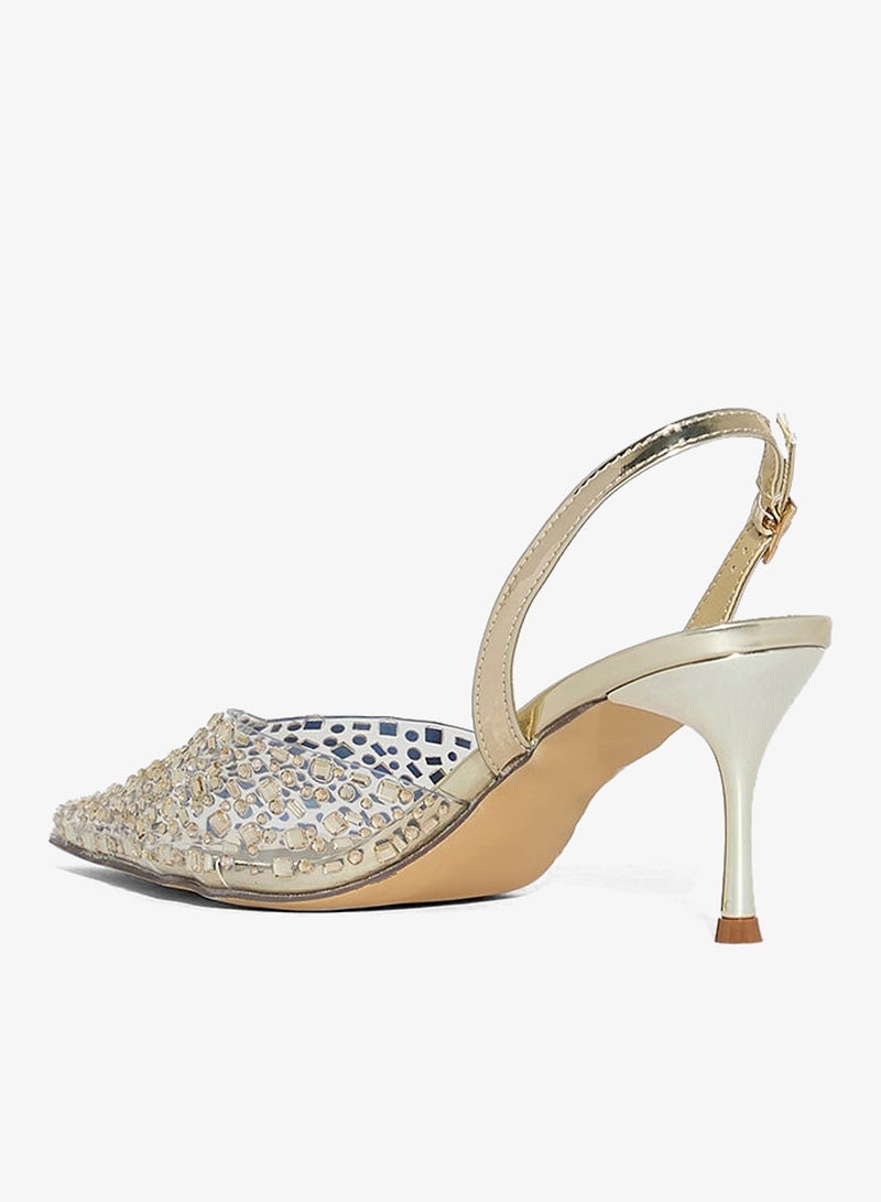 Ella Limited Edition Diamante Clear Pointy Sling Back Pump - Image 3