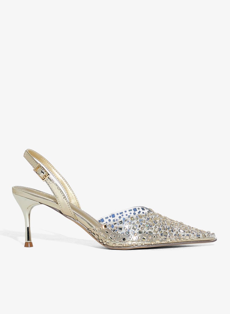 Ella Limited Edition Diamante Clear Pointy Sling Back Pump - Image 1