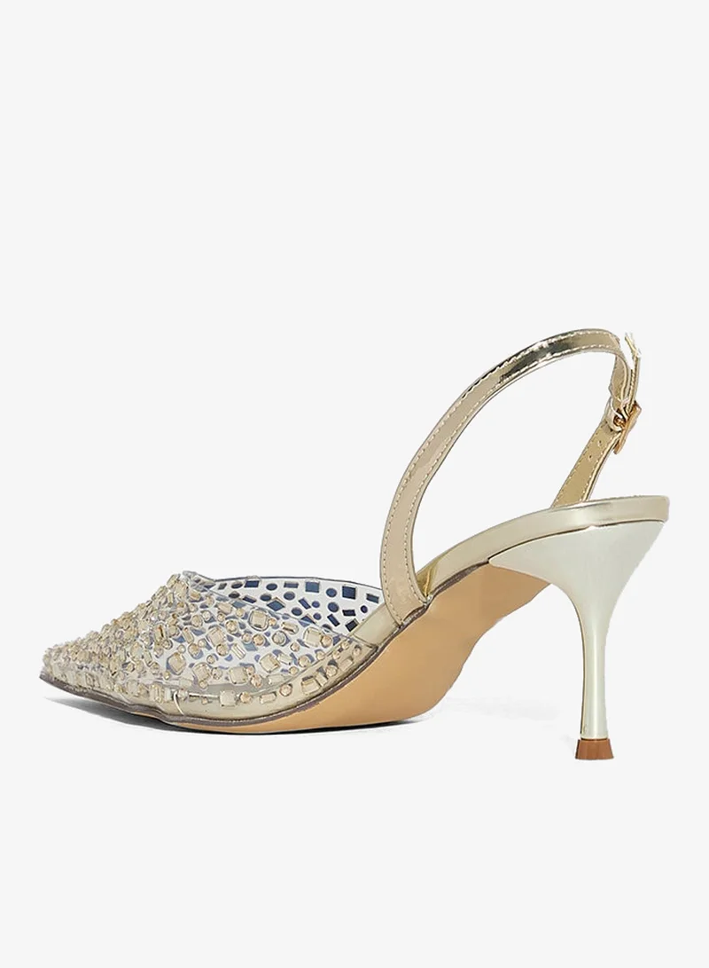 Ella Limited Edition Diamante Clear Pointy Sling Back Pump