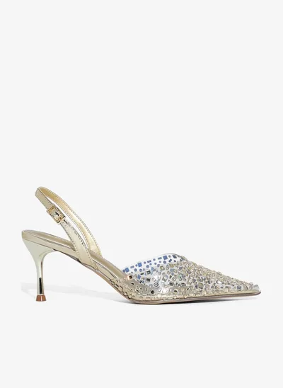 Ella Limited Edition Diamante Clear Pointy Sling Back Pump