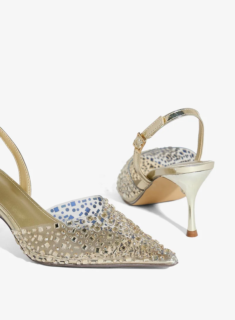 Ella Limited Edition Diamante Clear Pointy Sling Back Pump