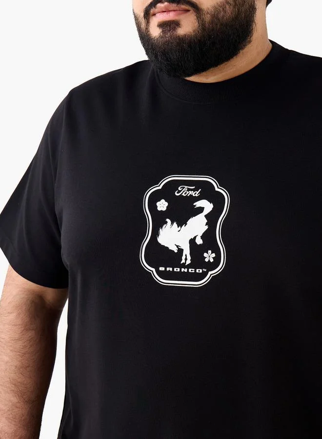 Maxim Black Men Regular Fit Crew Neck Short Sleeves Ford Bronco Print T-shirt for Men | Best Price UAE