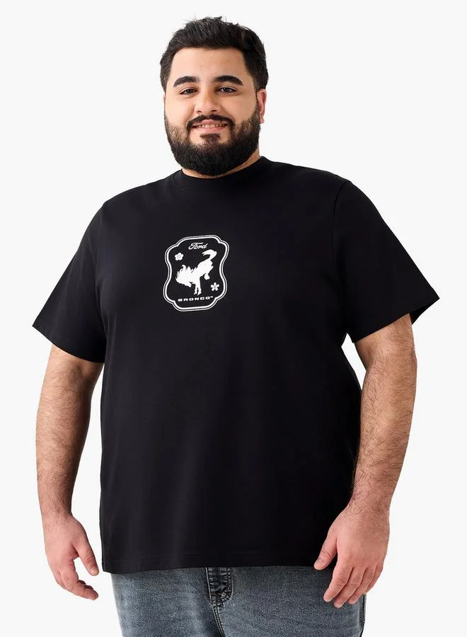 Maxim Black Men Regular Fit Crew Neck Short Sleeves Ford Bronco Print T-shirt for Men | Best Price UAE