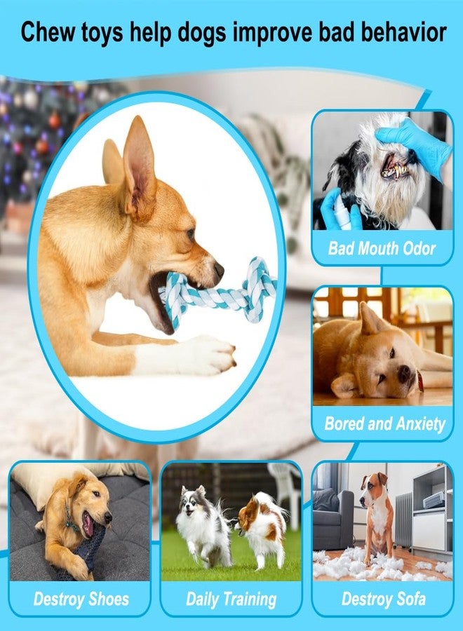 SZEE Dog Rope Toys, 14 in 3 Knots Chew Rope for Medium and Small Dogs, Pull Toy for Tug of War and Teeth Cleaning (Blue) - Image 4