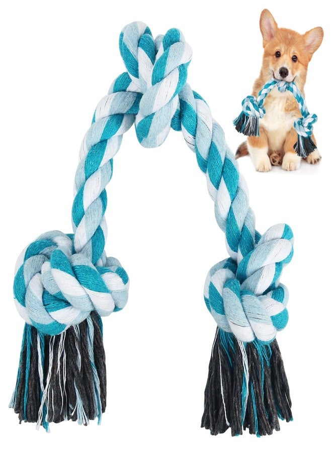 SZEE Dog Rope Toys, 14 in 3 Knots Chew Rope for Medium and Small Dogs, Pull Toy for Tug of War and Teeth Cleaning (Blue) - Image 1