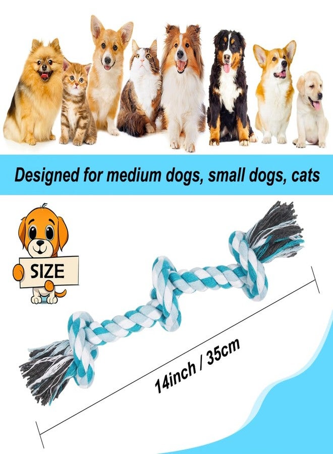 SZEE Dog Rope Toys, 14 in 3 Knots Chew Rope for Medium and Small Dogs, Pull Toy for Tug of War and Teeth Cleaning (Blue) - Image 3