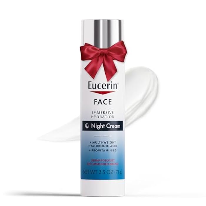 Eucerin Face Immersive Hydration Night Cream with Hyaluronic Acid and Provitamin B5, Face Moisturizer Smooths Fines Lines and Wrinkles, Holiday Gifts for Self Care, 2.5 Oz Bottle - Image 1