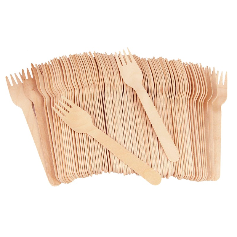 TANGTEA 200 Pack Compostable Wooden Forks  62 Biodegradable SplinterFree  Sturdy Disposable Cutlery for Parties Camping Catering  Events