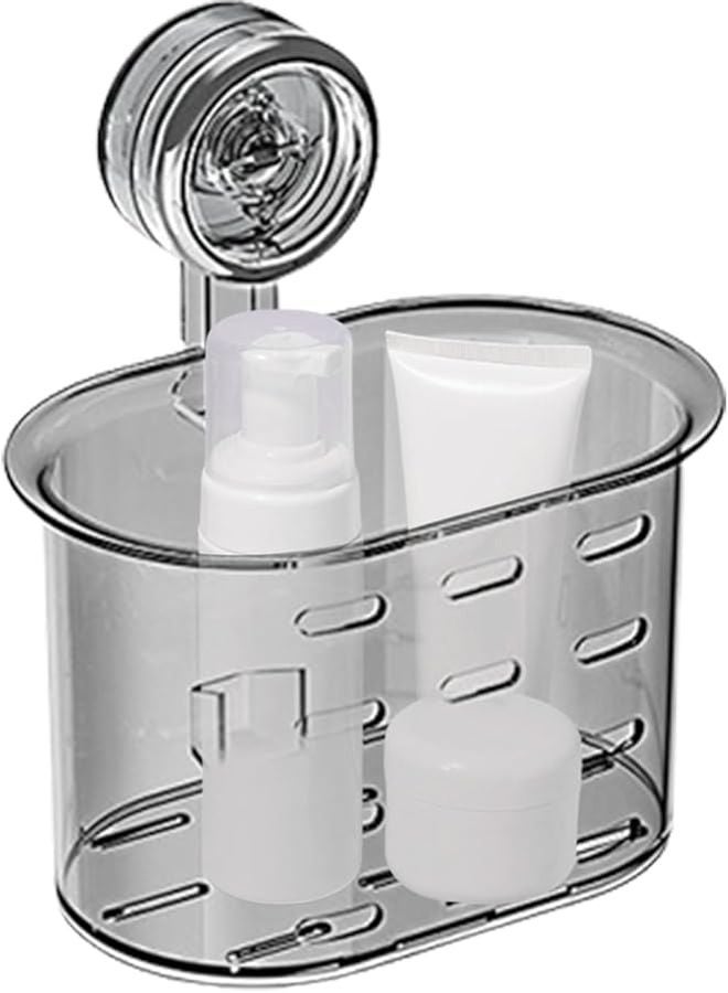 Black Shower Wall Organizer Removable Suction Cup Storage Shelf For Bathroom Toiletries - Image 2