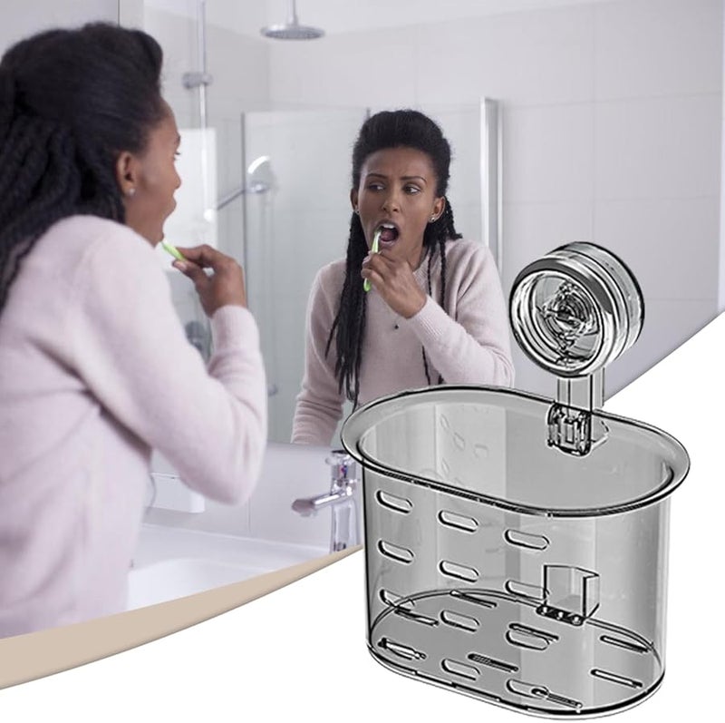 Black Shower Wall Organizer Removable Suction Cup Storage Shelf For Bathroom Toiletries - Image 4