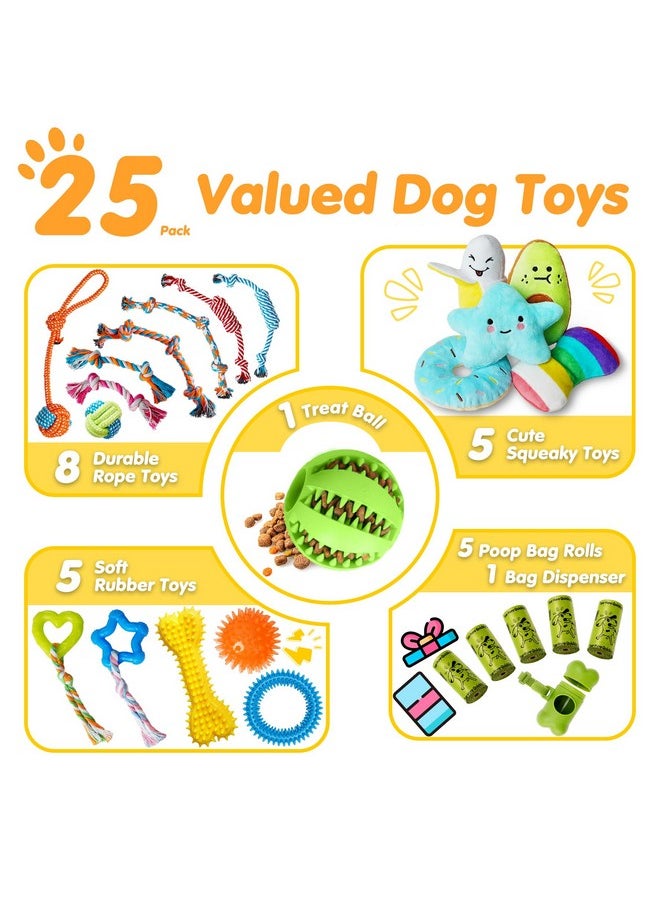 Zeaxuie - 25 Pack Luxury Dog Chew Toys For Puppy, Dog Toys With Ropes Puppy Chew Toys, Treat Ball And Squeaky Puppy Toys For Teething Small Dogs - Image 1